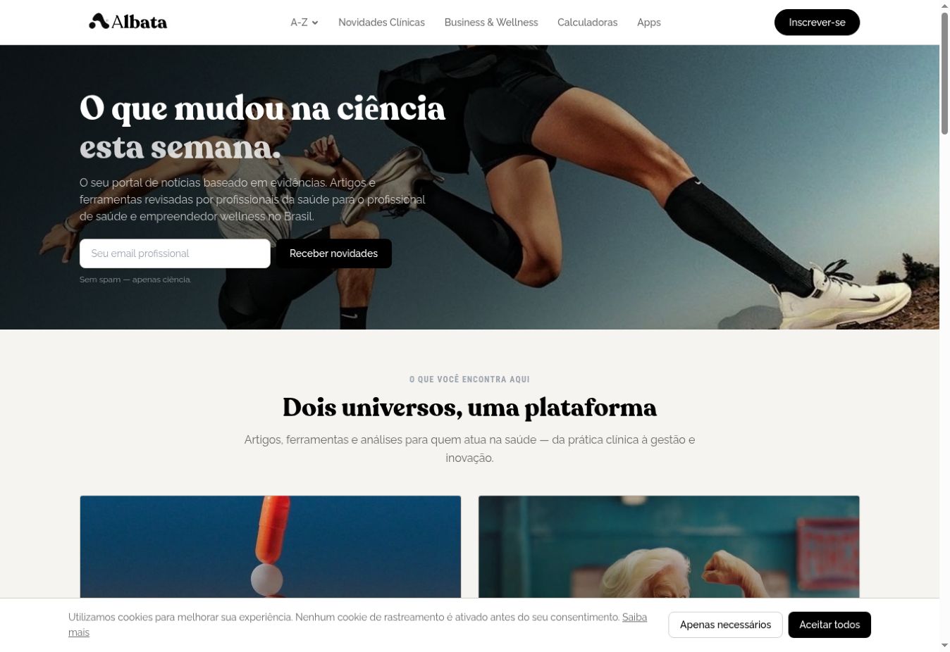 Página inicial da plataforma Albata