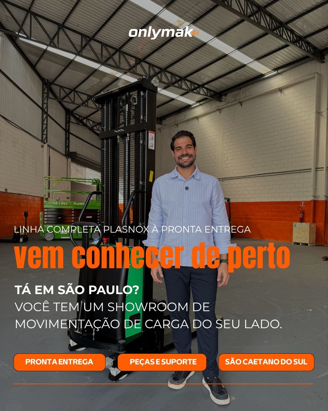 Post estático da OnlyMak apresentando o showroom e seus diferenciais